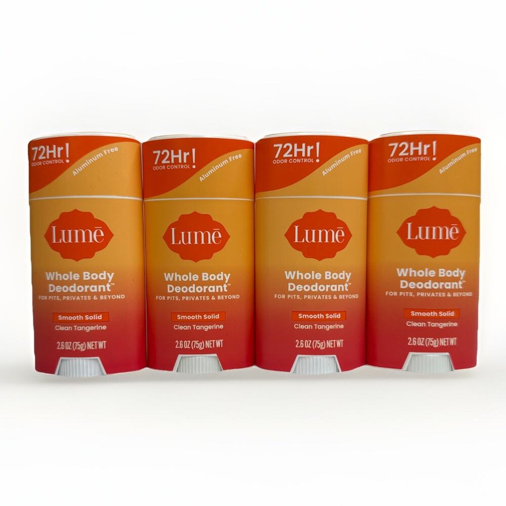 NEW Lume Whole Body Deodorant Smooth Solid Clean Tangerine 2.6oz 4 PACK FREESHIP